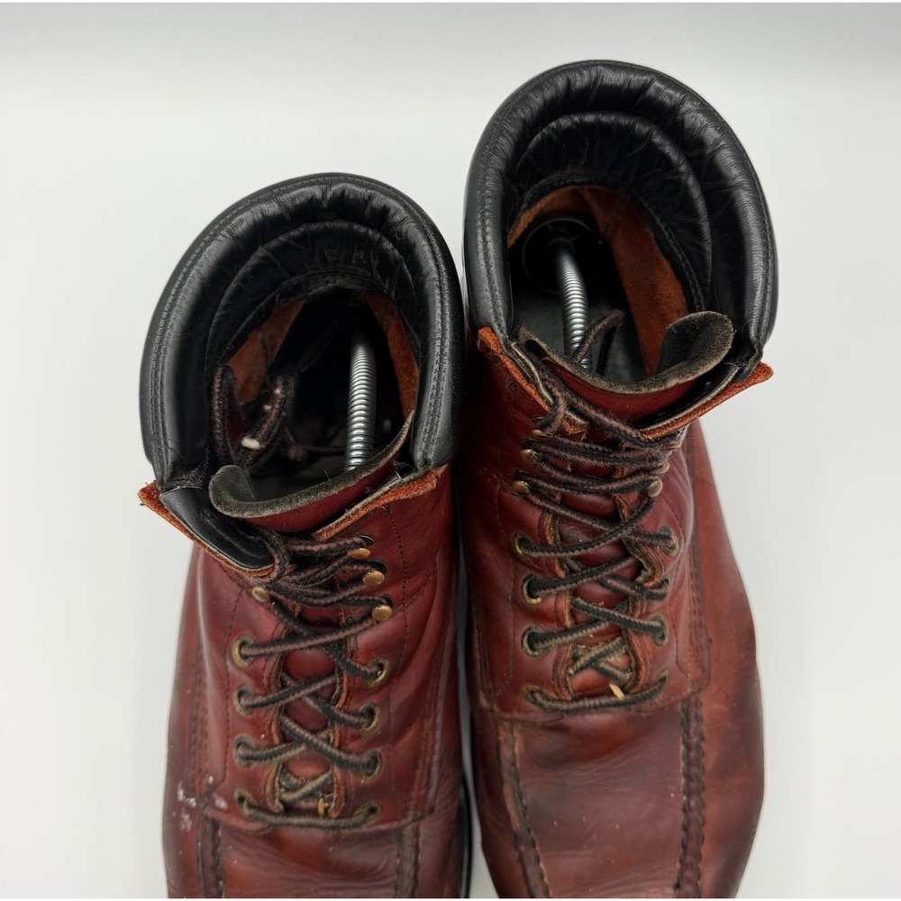 Vintage Red Wing 202 Heritage Leather Moc Toe Work Boots Brown Made USA 12 - Picture 11 of 12